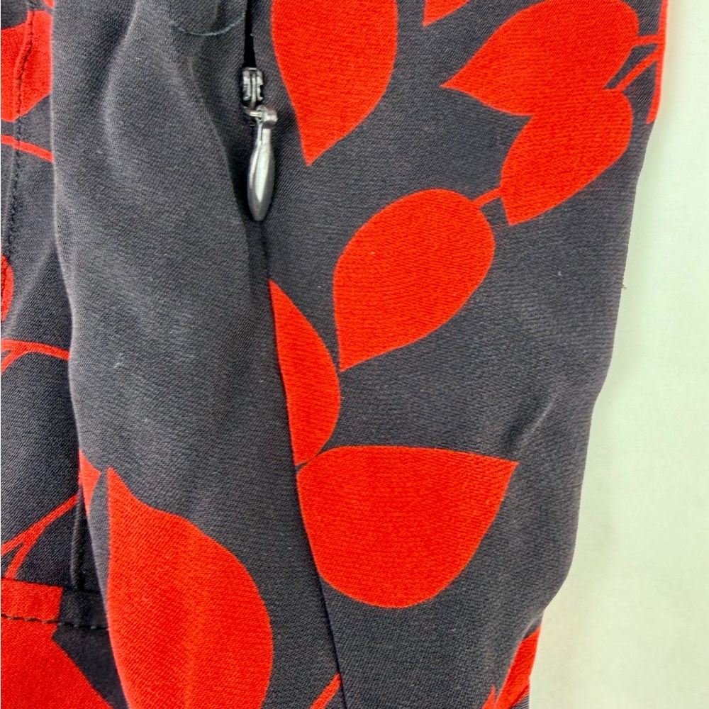 Tory Burch Silk Print Red and Black Leaf Midi Dress - Picture 9 of 11